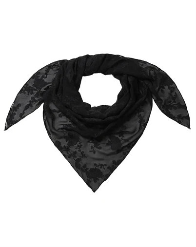 Lala Berlin - Triangle Viscose Tørklæde - Lace Garden Black
